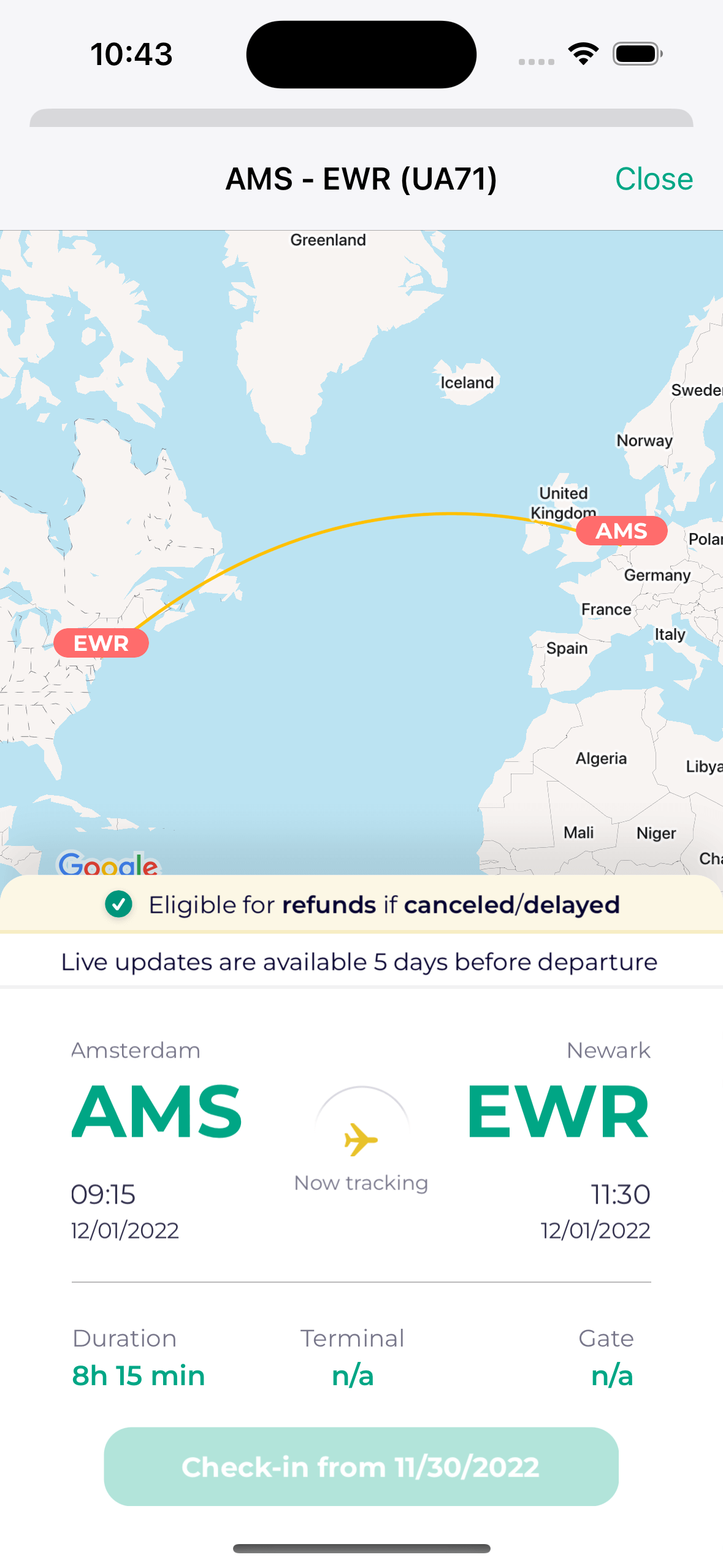 Real Time Flight Updates.